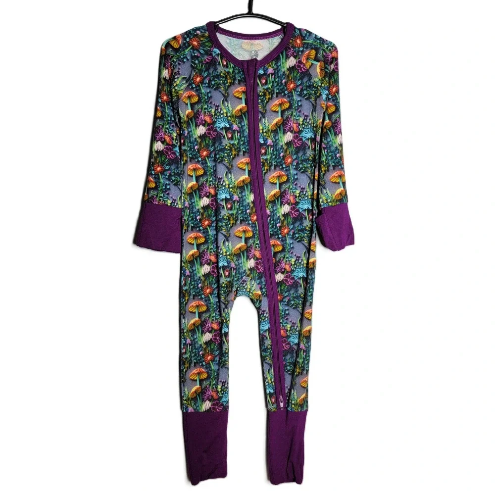 Day & Night Bamboo 3D Mushrooms Zippy Pajamas 6-12 Months Girly‎ Cottagecore